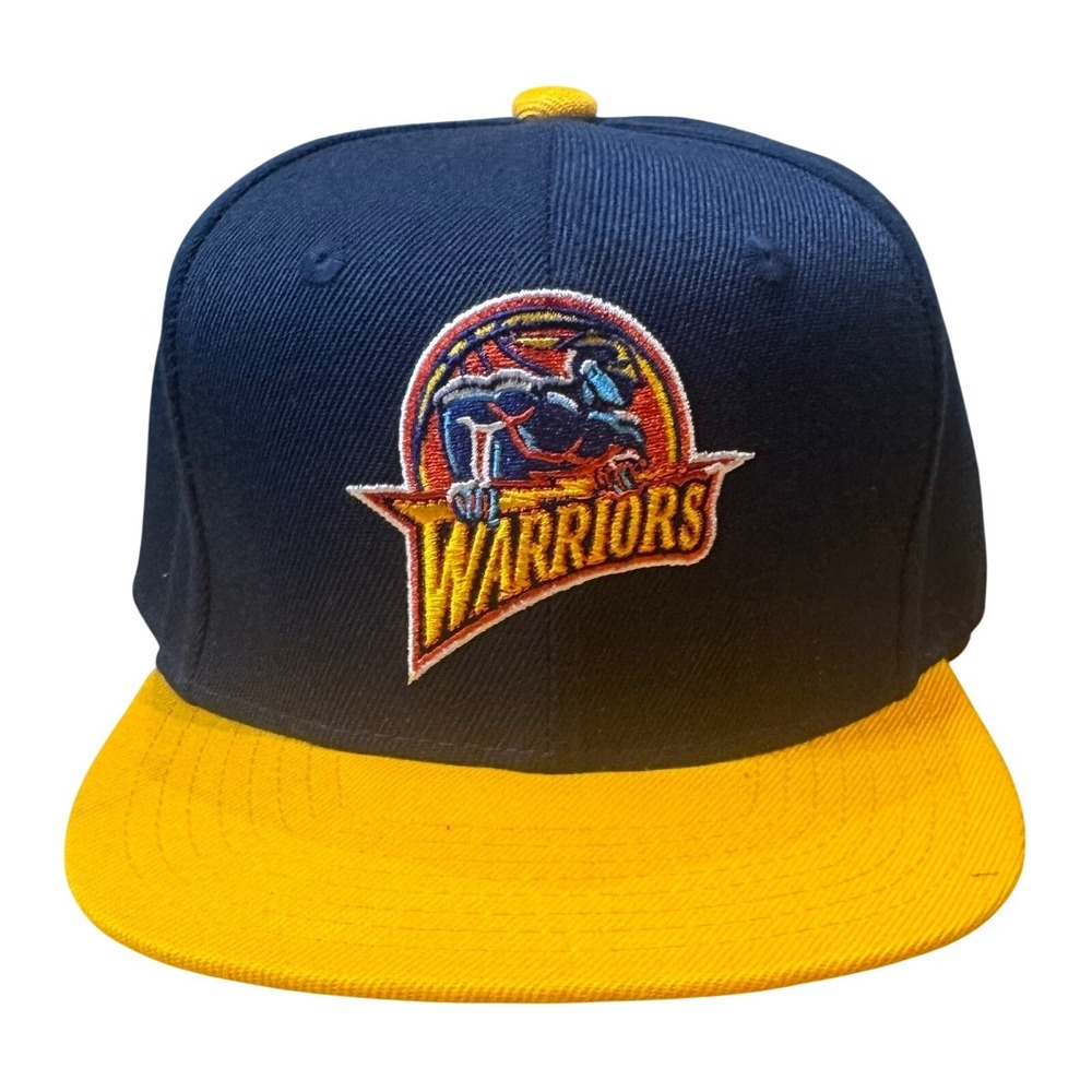 Mitchell & Ness Golden State Warriors Snapback Hat Boys Navy Blue Yellow NBA Cap